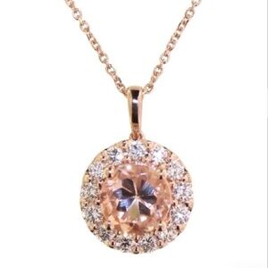 Pink morganite and white diamond necklace, 2.28 carats